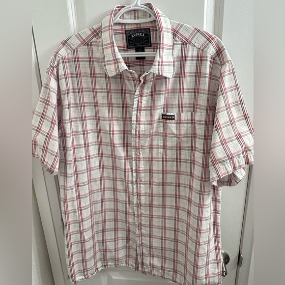 Avirex Men’s White & Red Plaid Shirt - Size XL 100% Cotton Avirex Tigers 🔥 - Picture 5 of 8